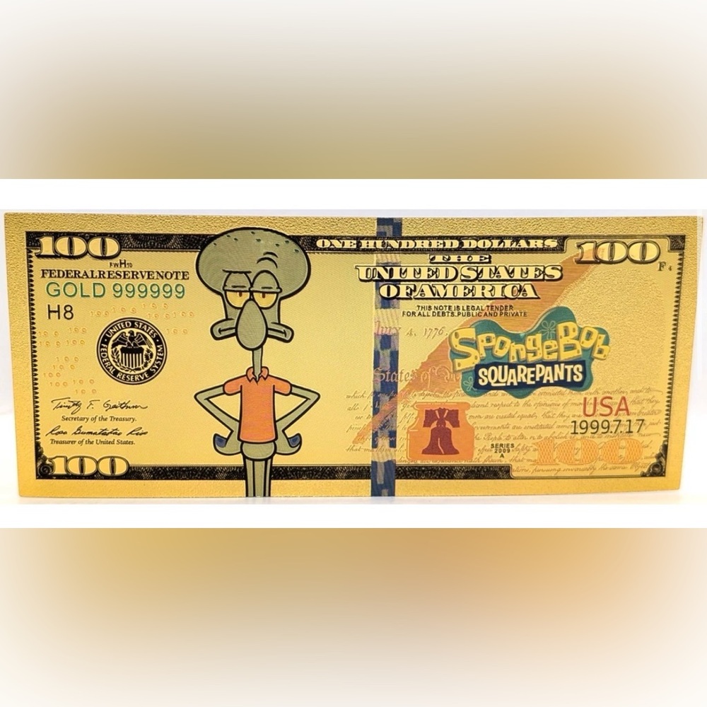 24k Gold Plated SpongeBob SquarePants Squidward Collectible Novelty Bill
